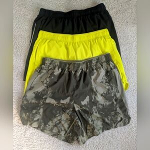 Set of Three Athletic Shorts - Black, Yellow, Camouflage